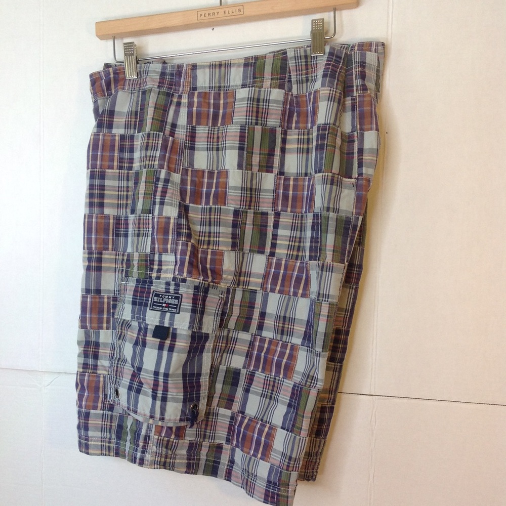 Tommy Hilfiger Plaid Shorts Madras Swim Cargo Mens